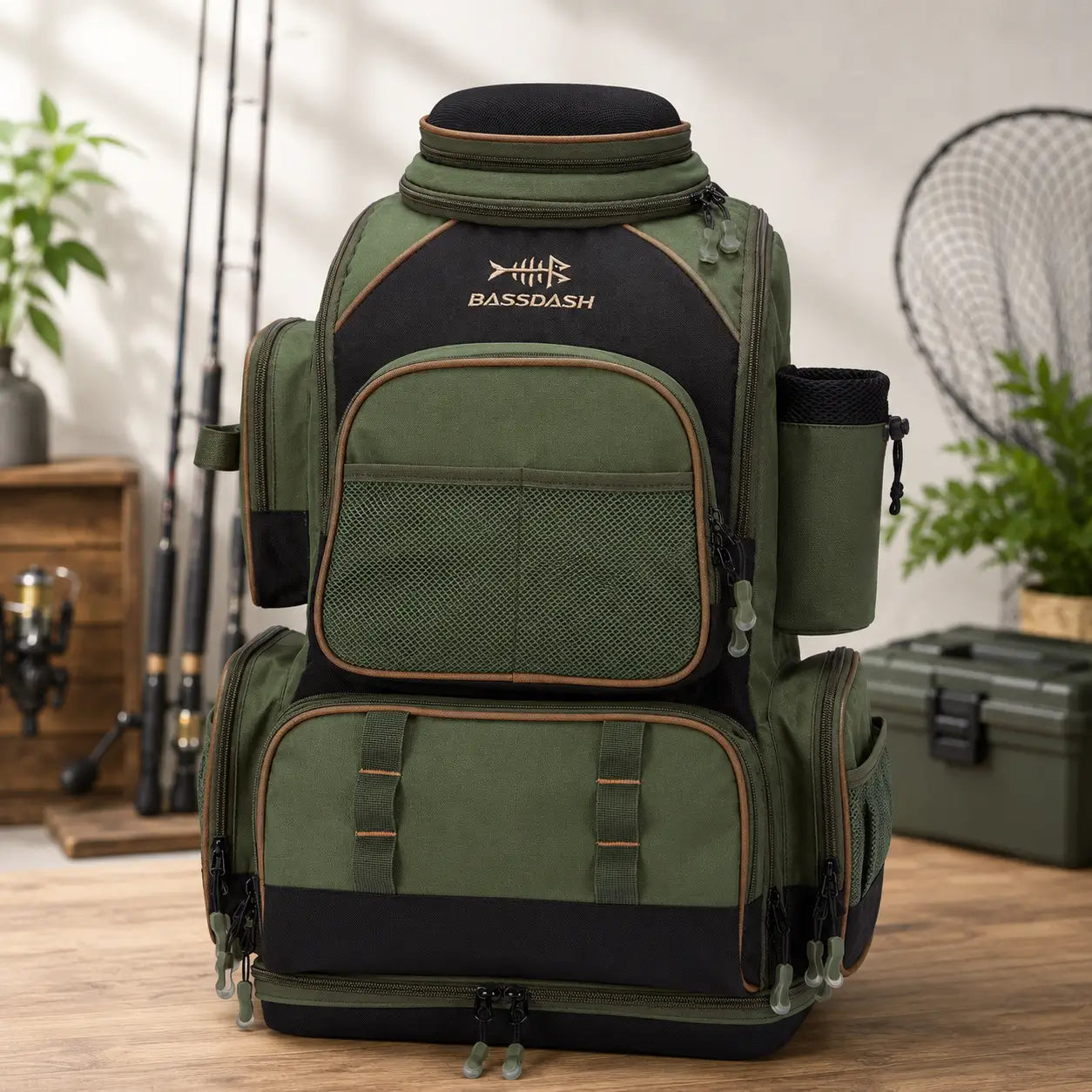 Angelrucksack Grün