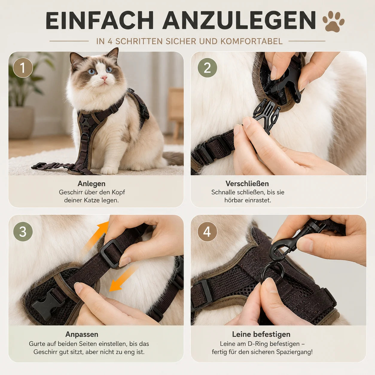 Ausbruchsicheres_Katzengeschirr Installation 