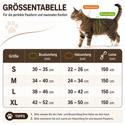 Ausbruchsicheres_Katzengeschirr Größentabelle 