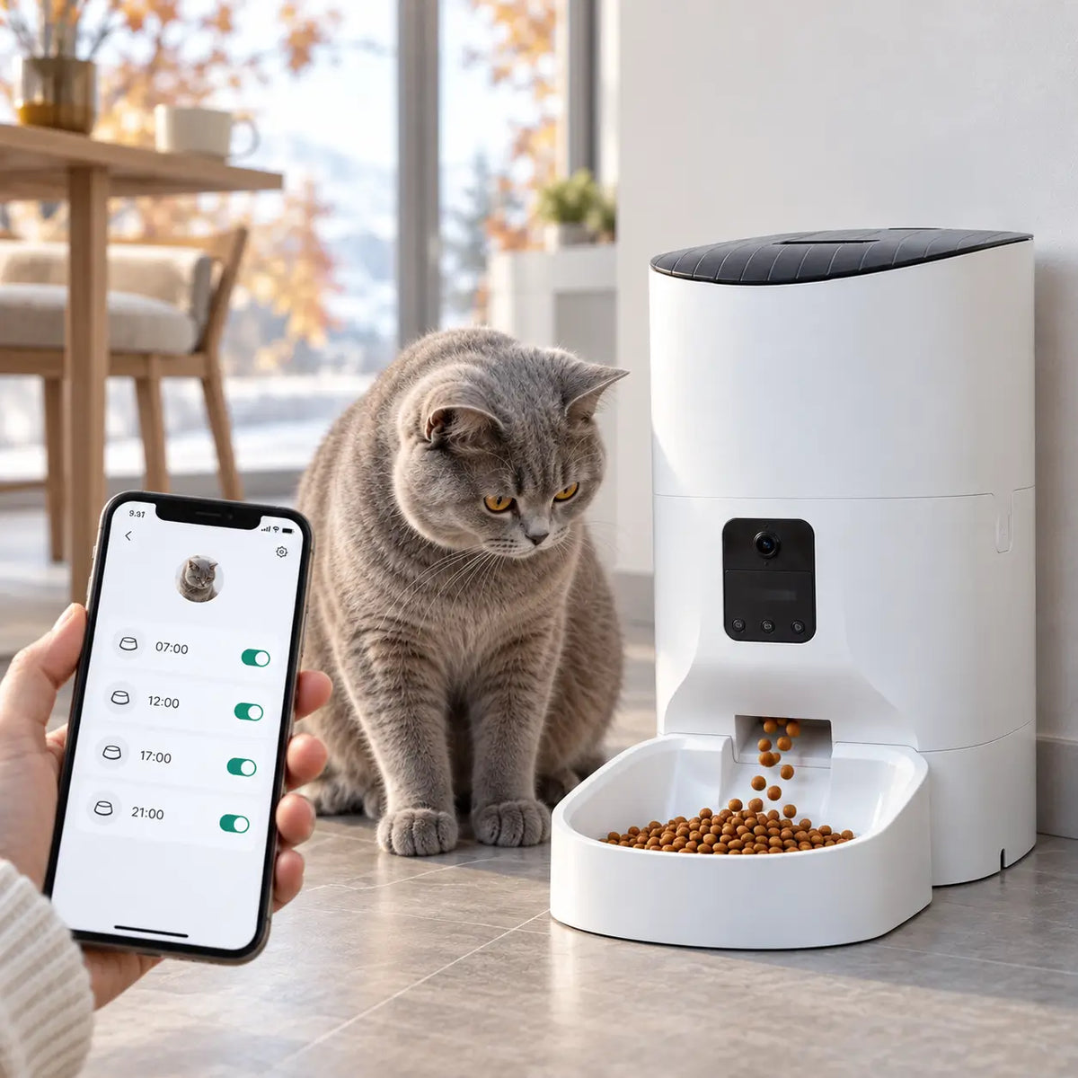 Automatischer Katzenfutterautomat mit Kamera Lifestyle-Bild 