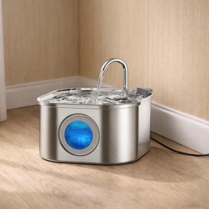 Stainless Steel Cat Drinking Fountain 3.2L | Quiet & Hygienic