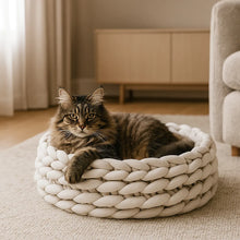 Katzenkorb Baumwolle – Handgewebt & weich | Kuschelbett & Katzenhöhle