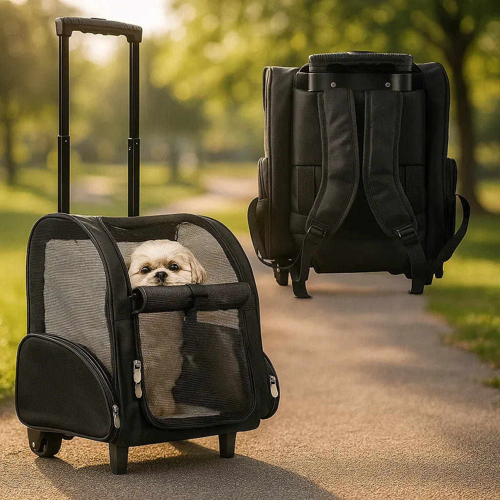 Katzentragetasche mit Rollen | Faltbarer & Belüfteter Katzenrucksack