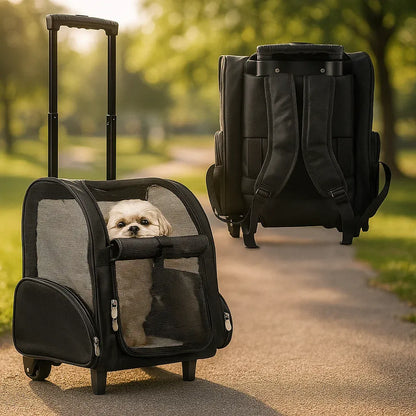 Katzentragetasche mit Rollen | Faltbarer & Belüfteter Katzenrucksack