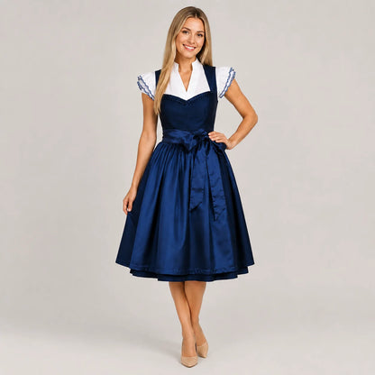 Blaues Dirndl Damen | Elegantes Trachtenkleid für Oktoberfest & Feste