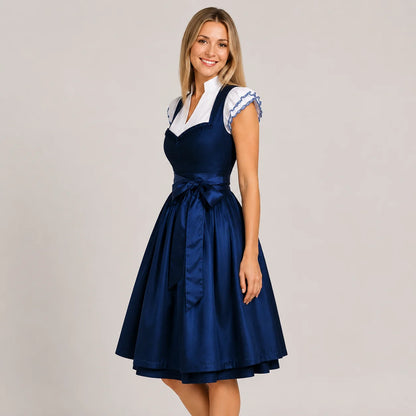 Blaues Dirndl Damen | Elegantes Trachtenkleid für Oktoberfest & Feste