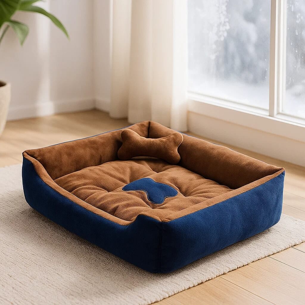 Weiches Katzenbett Winter | mit erhöhtem Rand & warmem Kissen
