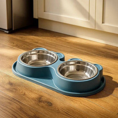 Set double de gamelles pour chat avec réservoir d'eau | Antidérapant & hygiénique