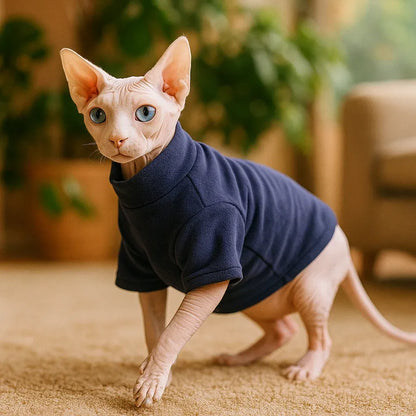 Cat Sweater Winter | Soft Velvet Sweater for Hairless & Short-Haired Cats
