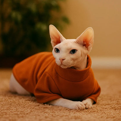 Cat Sweater Winter | Soft Velvet Sweater for Hairless & Short-Haired Cats
