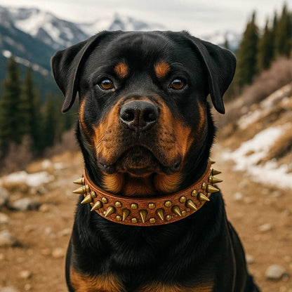Leder Hundehalsband mit Nieten & Stacheln | stilvoll & robust