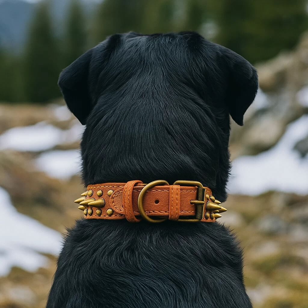 Leder Hundehalsband mit Nieten & Stacheln | stilvoll & robust