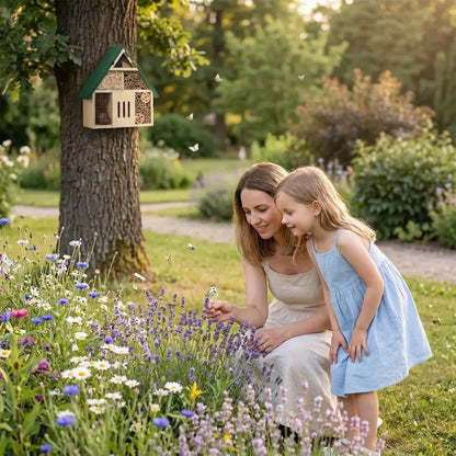 Insect hotel made of wood for garden & balcony | Sustainable bee hotel