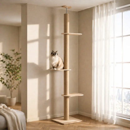 Katzen Kratzbaum Deckenhoch | Kletterbaum mit 4 Ebenen