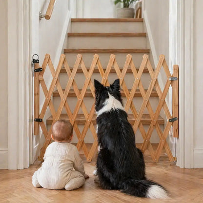 Expandable Wooden Dog Gate for Doors & Stairs