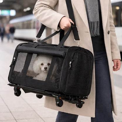 Dog carrier bag with wheels | 3-in-1 travel bag for journeys