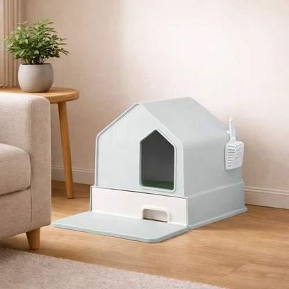 Cat litter box with drawer & double door | Closed & odor-free