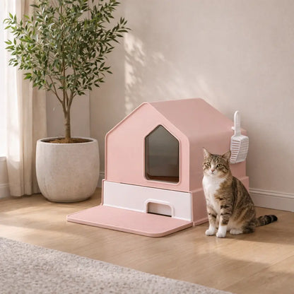 Cat litter box with drawer & double door | Closed & odor-free