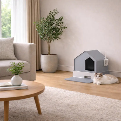 Cat litter box with drawer & double door | Closed & odor-free