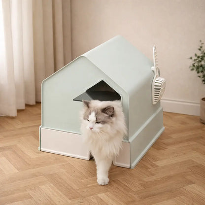 Cat litter box with drawer & double door | Closed & odor-free