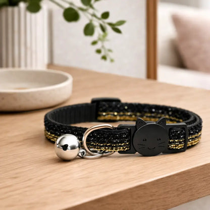 Cat collar with safety clasp & bell | Adjustable