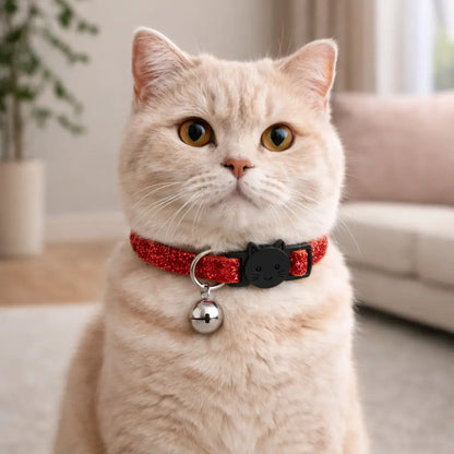 Cat collar with safety clasp & bell | Adjustable