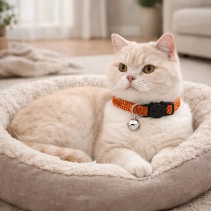Cat collar with safety clasp & bell | Adjustable