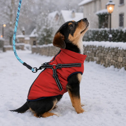 Wasserdichter Winter Hundemantel mit Geschirr | Warme Hundejacke