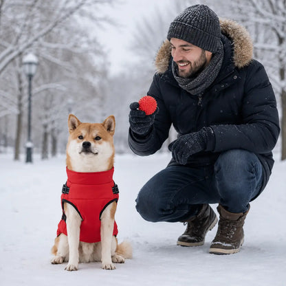 Wasserdichter Winter Hundemantel mit Geschirr | Warme Hundejacke