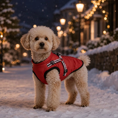 Wasserdichter Winter Hundemantel mit Geschirr | Warme Hundejacke