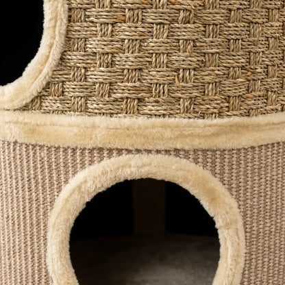 Kratztonne für Katzen 79 cm | 3 Etagen mit Sisal & Katzenhöhlen