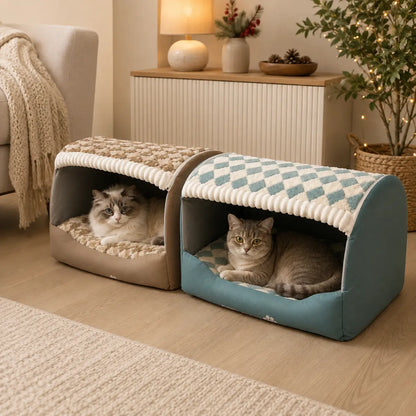Katzenbett | Kuschelige Katzenhaus für Herbst & Winter