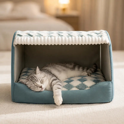 Katzenbett | Kuschelige Katzenhaus für Herbst & Winter