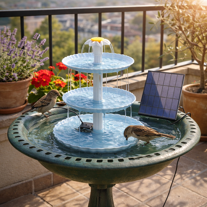 Solar Vogelbad 3-stufig | Lockt Vögel in deinen Garten (3.5W)
