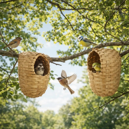 Birdhouse made of bamboo | Nest basket with hook