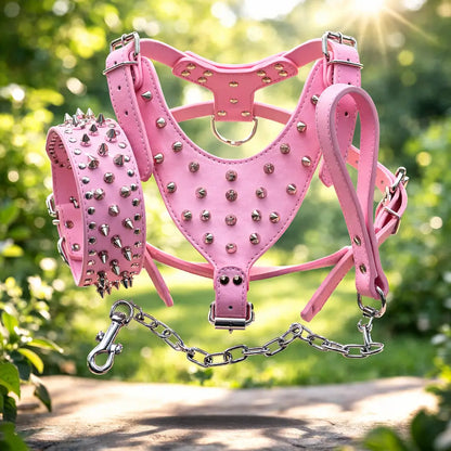 Leather Dog Harness | Adjustable Spiked Harness for Dogs