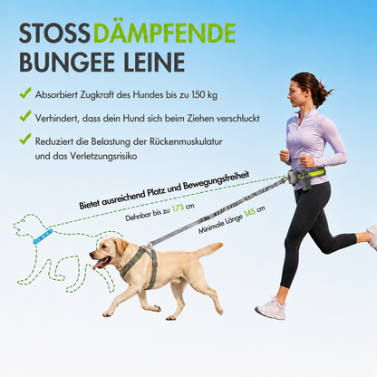 Dog leash with running belt | Hands-free system for walking & jogging