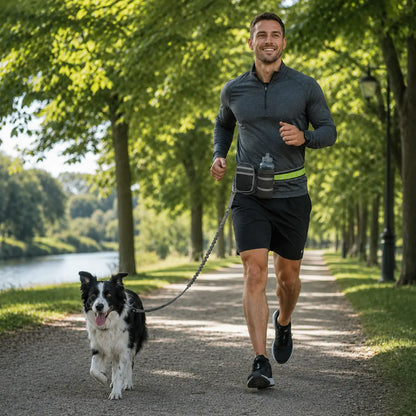 Dog leash with running belt | Hands-free system for walking & jogging