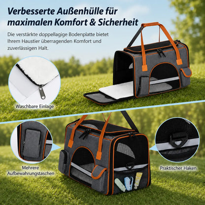Dog carrier | Foldable travel bag with ventilation & comfort bed