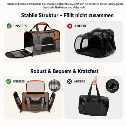 Dog carrier | Foldable travel bag with ventilation & comfort bed