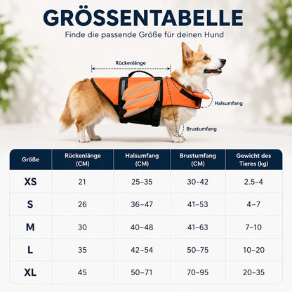 Schwimmweste Hund mit Kinnauflage |Sicherer Auftrieb & Verstellbar