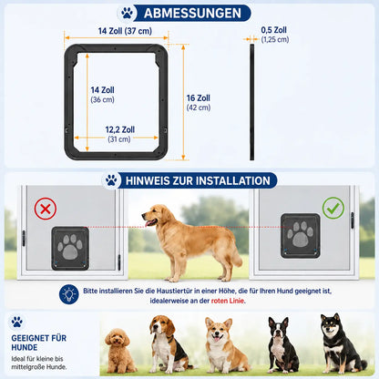 Dog flap for fly screen with magnet | Safe & lockable