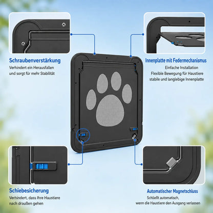 Dog flap for fly screen with magnet | Safe & lockable