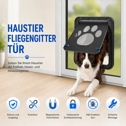 Dog flap for fly screen with magnet | Safe & lockable