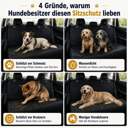 Hunde Autositz Rückbank geteilt | Wasserfester & Waschbarer Sitzschutz