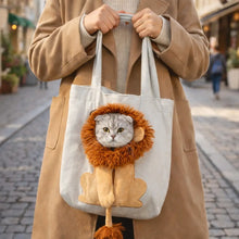 Cat Carrier Bag Canvas | Shoulder Transport Bag with Lion Design