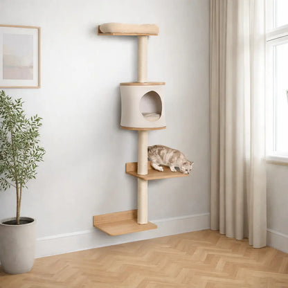 Cat Scratching Post Wall | Wall Climbing Tree with Cave & Lying Area