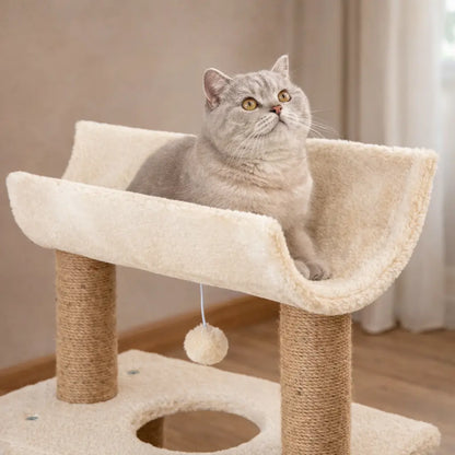 Cat Scratching Post with Ramp & Cat Bed | Scratching Post with Play Balls