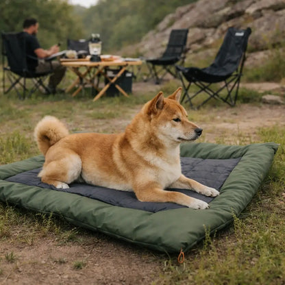 Lit pliable pour chien d'extérieur | Coussin de camping imperméable pour chien