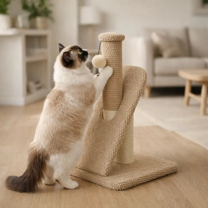 Arbre à chat avec rampe et balle de jeu | Arbre à griffer compact